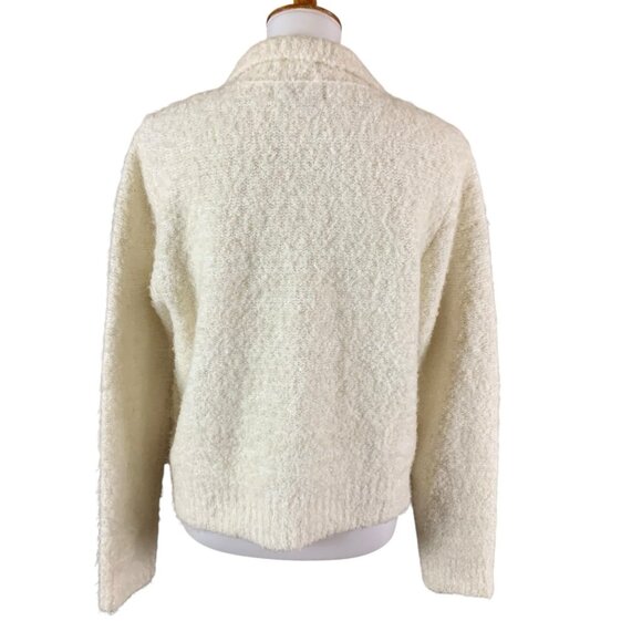 Pinch Ivory Boucle Button Front Sweater M L Textured Shacket Cozy Warm - Picture 2 of 4